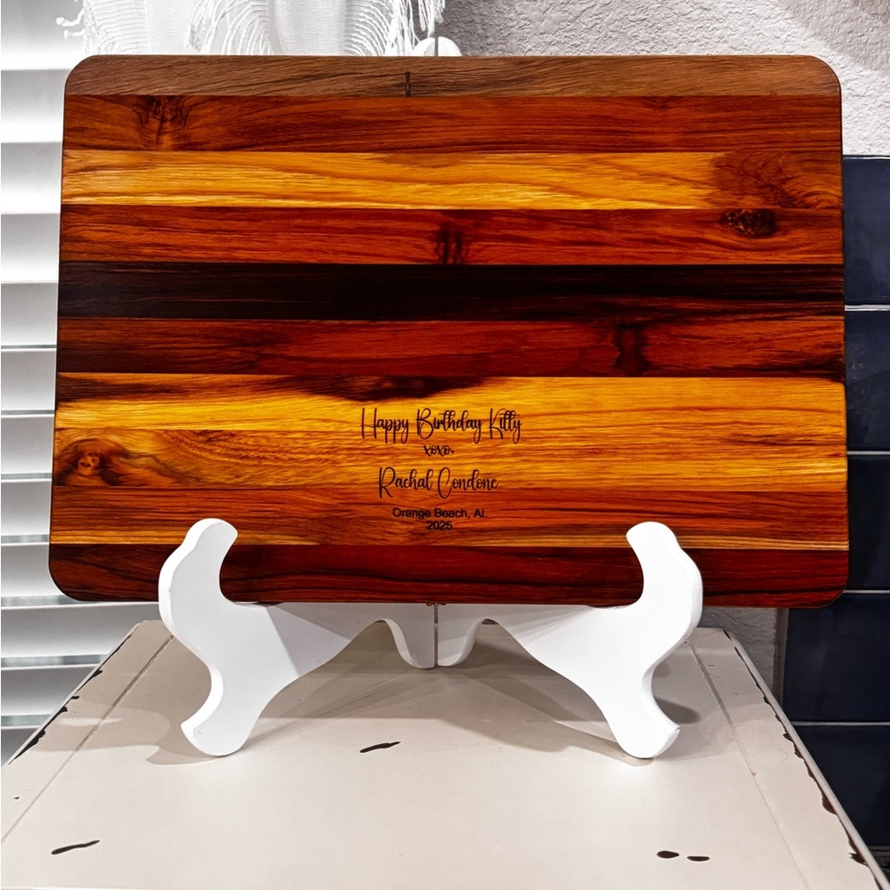 CUSTOM ENGRAVED TEAK CUTTING BOARD - Picture 2 of 8